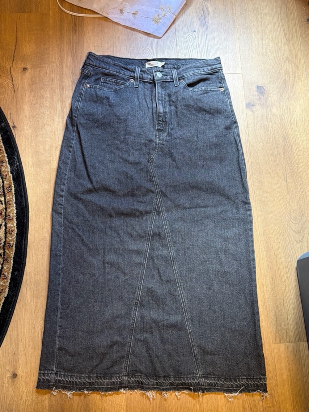 Levi's Black Straight-Leg Denim Maxi Skirt